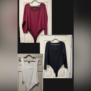 Women's Bodysuit Trio - Burgundy, Black, and White (all from Target)